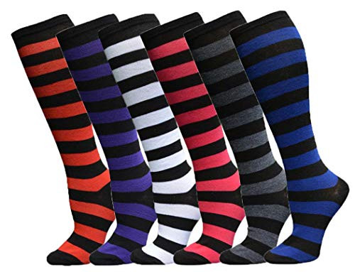 Coolwife Womens Socks Gloves Set Rainbow Over Knee High Stockings Long Arm Warmer Fingerless Mitten (Socks Striped)
