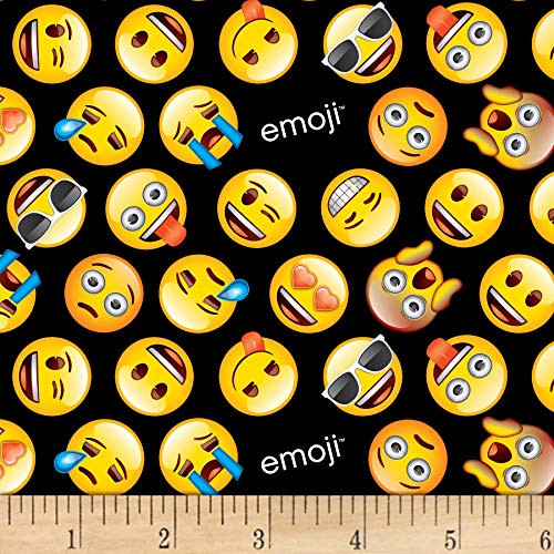 David Textiles Classic Emoji Black/Yellow Fabric Fabric by the Yard