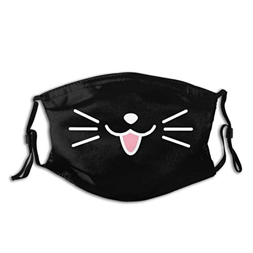 Prientomer Cat Smile Black Face Mask, Decorative-Adjustable, With 2 Filters For Men And Women Balaclava Bandana Cloth