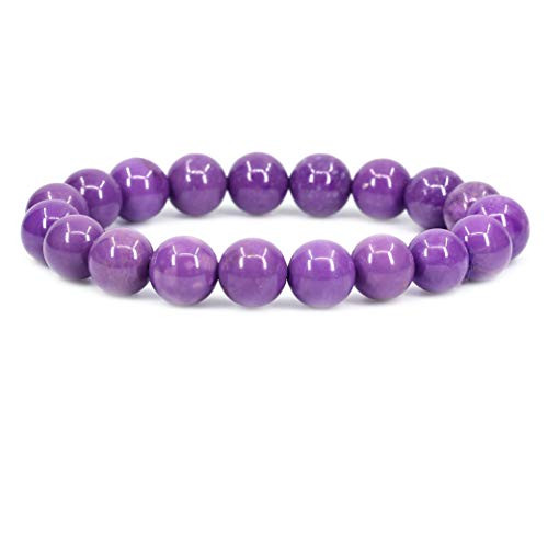 Natural Purple Lavendar Phosphosiderite Jasper Gemstone Gemstone 10mm Round Beads Stretch Bracelet 7 Inch