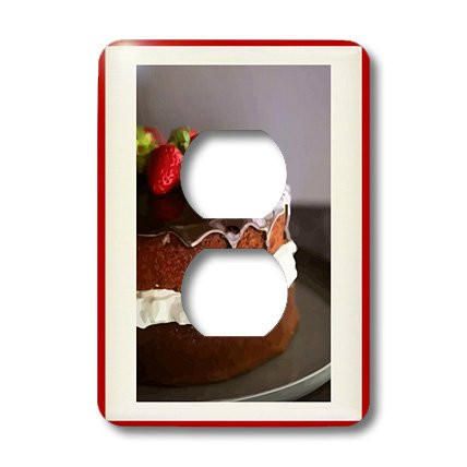 3dRose lsp_13289_6 Chocolate Cake and Strawberries 2 Plug Outlet Cover