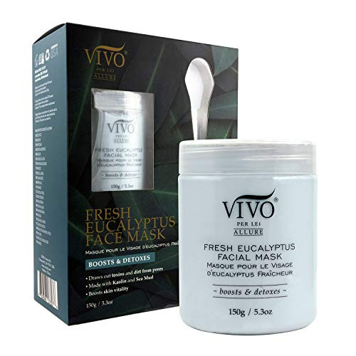 Vivo Per Lei Eucalyptus Detox Mask - Soothing Face Mask with Natural Extracts - Eucalyptus Mask to Boost and Detox Skin - Kaolin Clay Mud Face Mask for Healthy Radiant Skin - 150 g, 5.3 oz Vivo Per Lei Eucalyptus Detox Mask - Soothing Face Mask with Natural Extracts - Eucalyptus Mask to Boost and Detox Skin - Kaolin Clay Mud Face Mask for Healthy Radiant Skin - 150 g, 5.3 oz