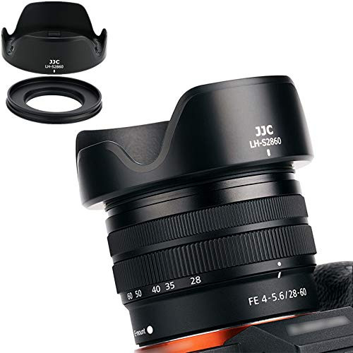 JJC Dedicated Reversible Petal Lens Hood Shade Cover with 40.5mm Adapter for Sony FE 28-60mm F4-5.6 SEL2860 on A7C A7III A7M3  and  E PZ 16-50mm F3.5-5.6 SELP1650 on A6000 A6100 A6300 A6400 A6500 A6600