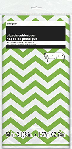 Chevron Plastic Tablecloth 108" x 54" Lime Green