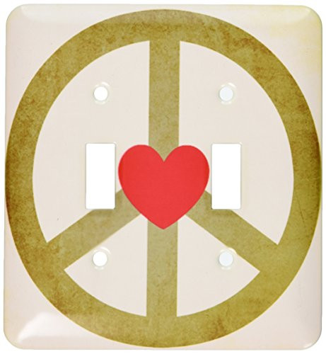 3dRose lsp_40219_2 Green Peace Sign with Heart- Inspirational Art Double Toggle Switch
