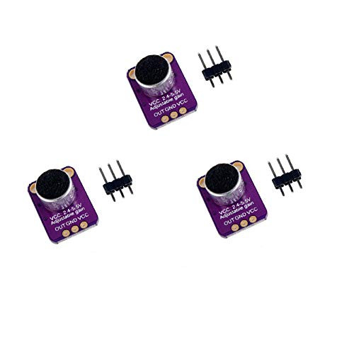 WINGONEER 3Pcs Electret Microphone Amplifier MAX4466 Module Adjustable Gain Blue Breakout Board for Arduino