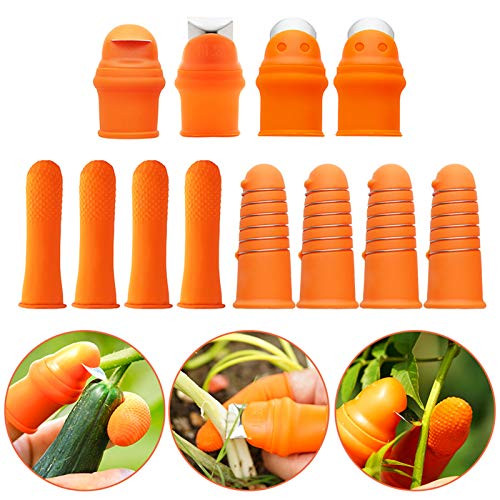 12pcs/Sets Garden Silicone Thumb Knife Tools- Separator Finger Knife Harvesting Plant Picking Knife Gardening Gifts Plucking Thumb Finger Cutter for Trimming Garden Plants Vegetables (S)