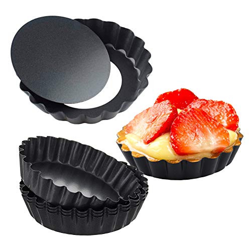 6 Packs Egg Tart Mold,Non-Stick 4 Inch Quiche Pan, Removable Bottom Tart Pan for Pies, Quiche Bakeware, Cheese Cakes, Desserts and more (4" Round)