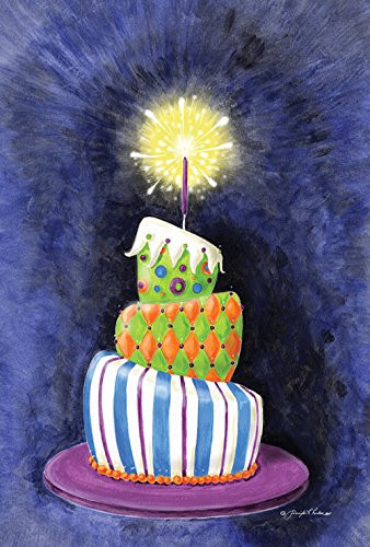 Toland Home Garden Sparkling Birthday Present Cake 12.5 x 18 Inch Decorative Party Garden Flag