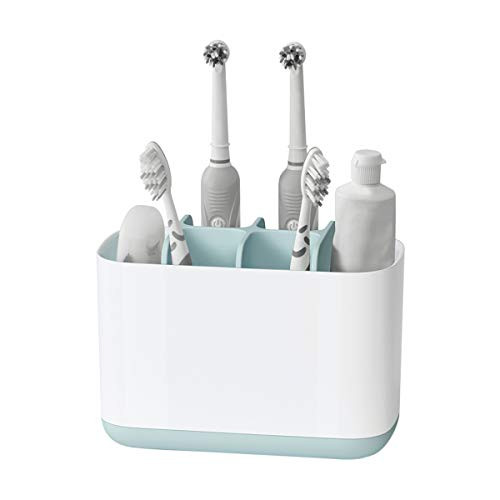 Toothbrush Holder Bathroom Electric Toothbrush and Toothpaste Organizer, Countertop Detachable Toothpaste Caddy Bathroom Storage Organizer (Blue)