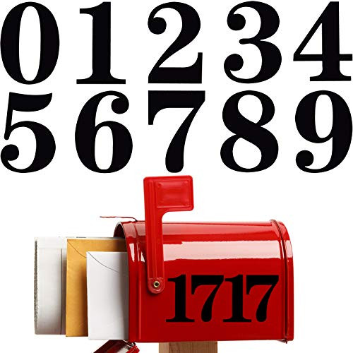 8 Sets Black Mailbox Numbers Sticker Self Adhesive Mailbox Number Decals Waterproof Number Sticker for Mailbox Signs Window Door Cars Trucks Home Business Address Number (2 Inch)