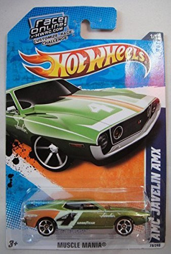 HOT WHEELS MUSCLE MANIA GREEN AMC JAVELIN AMX 1/10 RACE ONLINE