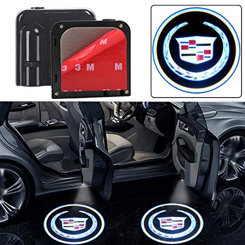 For 2Pcs Car Door Logo Projector Light for Cadillac Wireless LED Ghost Shadow Welcome Courtesy Light Compatible for Cadillac