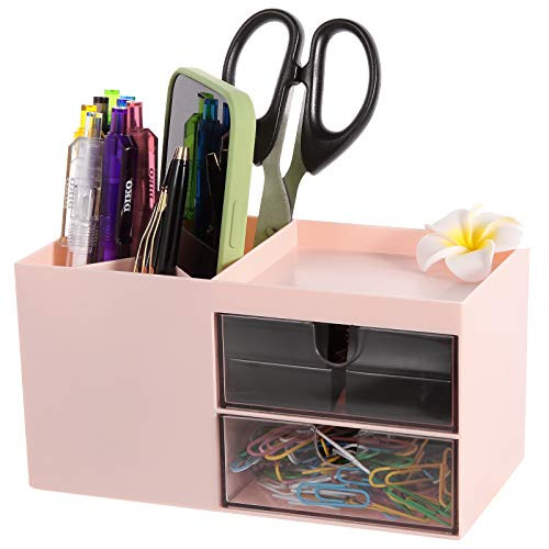 Pen Holder, Office Desk Organizer, and Accessories?Multi-Functional Pencil Cup? Pencil Holder for Desk ?Pen Organizer?Desktop Stationary Organizer?Office Organization and Storage (Pink)