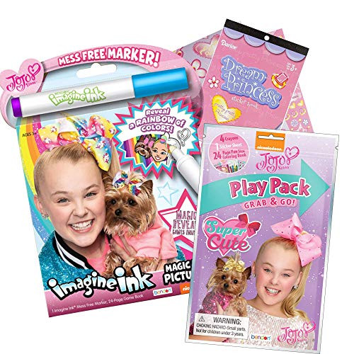 JoJo Siwa Coloring Book Activity Set - Includes 3 Activities: JoJo Siwa Magic Ink Coloring Book, JoJo Siwa Grab n' Go Play Pack, and Cute Princess Themed Stickers