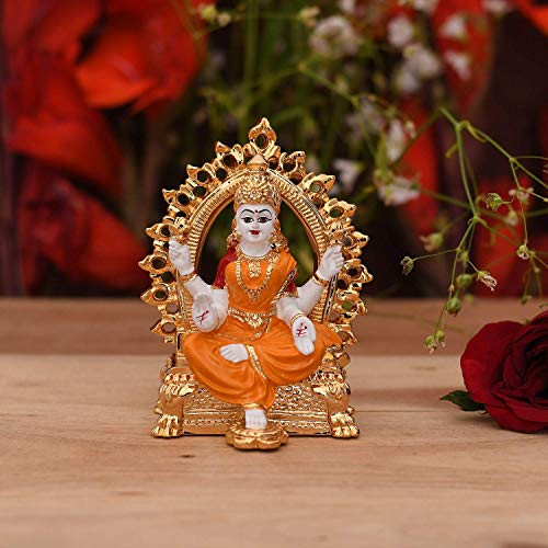 CraftVatika Gold Plated Lakshmi Laxmi Idol Statue Showpiece for car Dashboard Home puja Decoration and Gifting Figurine Office Decor