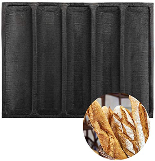 Lawei Silicone Baguette Molds - Non Stick Perforated Perforated Baking Forms French Bread Pan Loaf Pan Hot Dog Molds for Baking