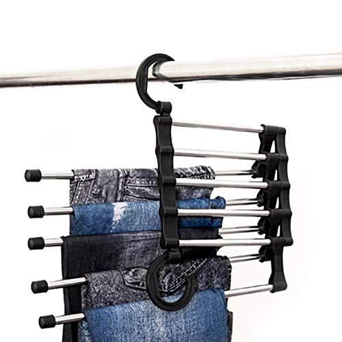 Dibiao Pants Hanger Multi-Function Folding Stainless Steel Pants Hanger Jeans Organizer Space Saving Clothes Hanging Storage Rack Space Saving Hangers