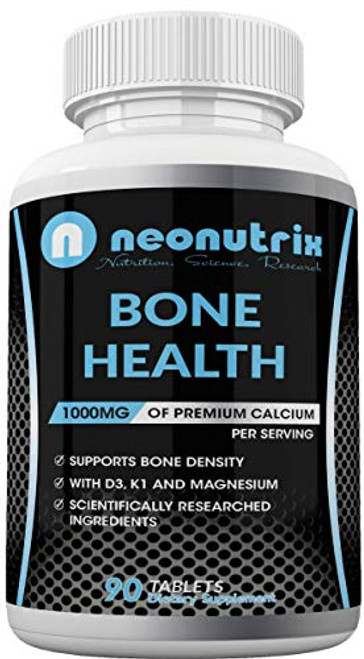 Bone Health Supplement Calcium Magnesium Zinc with Vitamin D3, 1000mg Calcium Citrate for Bone Strength Support Bone Density  and  Joint Health 90 Tablets Calcium Supplement by Neonutrix
