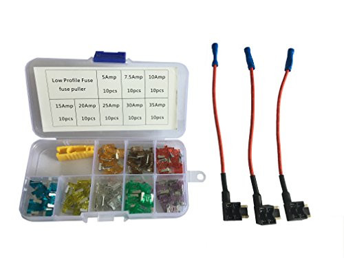 KOLACEN Automotive Car Truck Low-Profile Mini Blade Type Fuse Assorted Kit 81 Pieces Plus 3 Pieces 16 Gauge Add-a-Circuit Low Profile Mini Fuse TAP Adapter