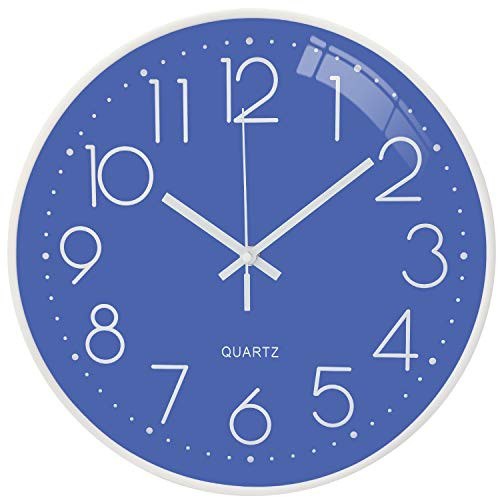 Modern Wall Clock Silent Non-Ticking Battery Operation Decorative Quartz Clock, Round Easy to Read Wall Clock for Living Room Kitchen Bedroom Bathroom Office(Blue) Modern Wall Clock Silent Non-Ticking Battery Operation Decorative Quartz Clock, Round Easy to Read Wall Clock for Living Room Kitchen Bedroom Bathroom Office(Blue)