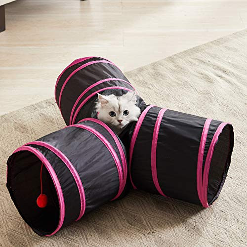 WESTERN HOME WH Cat Tunnels for Indoor cat, Pet Cat Tunnel Tube Cat Toys 3 Way Collapsible, Cat Play Tent Interactive Toy Maze Cat Tunnel Bed with Balls for Cat Puppy Kitten Rabbit