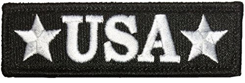 Tactical USA Morale Tab Patch 1"x3 3/4" Hook and Loop Fasteners Backing - Black - By Ranger Return (TACT-USA-TAB-BLCK)