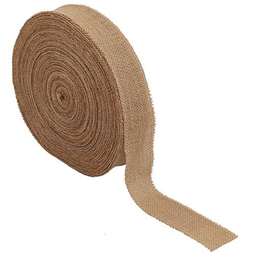 KINJOEK 2 Inch Wide 27 Yards Burlap Ribbon, Natural Jute Fabric Ribbon Crafts Ribbon for Christmas Wedding Gifts Burlap Fabric DIY Ribbon for Decoration