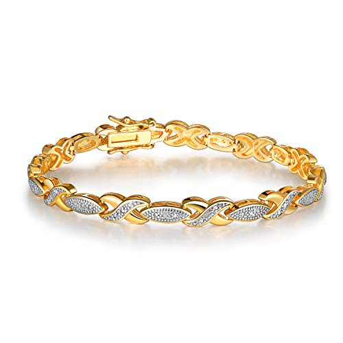 18K Gold Plated Bracelet Round Cubic Zirconia,Gold Bracelet for Women and Men 18K Gold Plated Bracelet Round Cubic Zirconia,Gold Bracelet for Women and Men