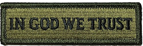 In God We Trust Morale Tactical Tab Patch 1"x3 3/4" Hook and Loop Fasteners Backing - Od (Olive Drab) - By Ranger Return (RR-TACT-IGOD-00WE-TRST-0TAB-00OD)
