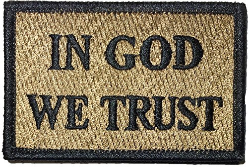 In God We Trust Morale Tactical Patch 2"x3" Hook and Loop Fasteners Backing - Coyote Tan - By Ranger Return (RR-TACT-IGOD-00WE-TRST-COYT)