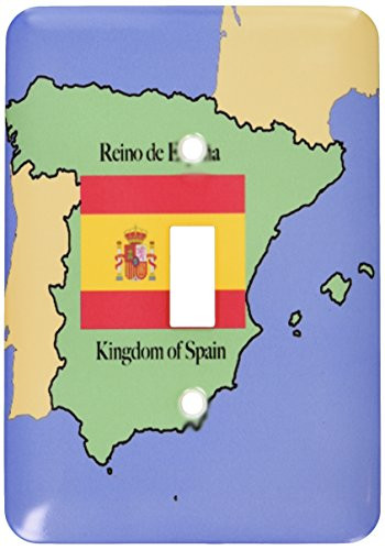 3dRose lsp_40068_1 The Map and Flag Of Spain with The Kingdom Of Spain Printed in Both English and Spanish Single Toggle Switch