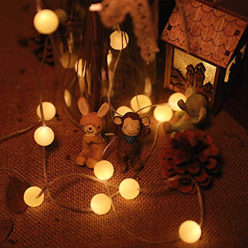 Globe Ball String Lights, Esova Fairy String Lights 10 Ft 30 LED Battery Operated Twinkle Lights for Bedroom Porch Patio Wedding Camping Christmas Decor, Warm White