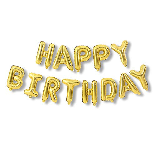 Kevin&Joy 16" Inch Alphabet Letter Balloons Happy Birthday Banner Balloons Foil Mylar Gold Balloons for Birthday Party Decorations and Supplies