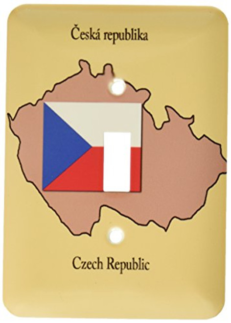 3dRose lsp_37582_1 The Map and Flag Of The Czech Republic with Czech Republic Printed in English and Czech Single Toggle Switch