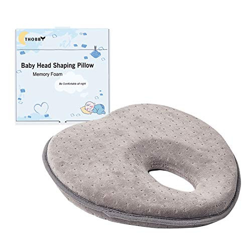 Baby Pillow for Infant,Newborn Head Shaping Pillow Preventing Flat Head Syndrome Premium Memory Foam Infant Pillow for Head and Neck Support Breathable 0-12 Months Heart Shaped Gray