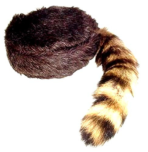 Davy Crockett or Daniel Boon Style Coon Skin Hat with Real Tail (Small)