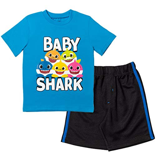 Pinkfong Baby Shark Toddler Boys Short Sleeve T-Shirt  and  Shorts Set 4T Blue/Gray