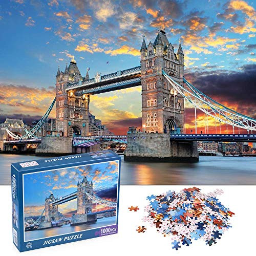 Jigsaw Puzzle 1000 Piece for Adult, LANIAKEA London Tower Bridge Adult Kids DIY Large Puzzles, Puzzle Game for Indoor Activity Family Game Toy Gifts