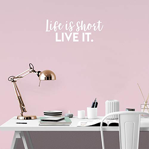 Vinyl Wall Art Decal - Life is Short Live It - 8.5"x 22" - Modern Cute Inspirational Optimistic Life Quote Sticker for Bedroom Closet Living Room Playroom Office Coffee Shop Decor (White) Vinyl Wall Art Decal - Life is Short Live It - 8.5"x 22" - Modern Cute Inspirational Optimistic Life Quote Sticker for Bedroom Closet Living Room Playroom Office Coffee Shop Decor (White)