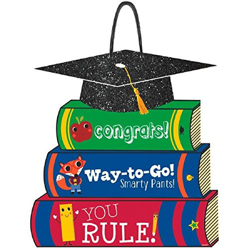 Amscan 241379 Stack of Books Value Glitter Sign 11 1/2" x 11" Multicolor