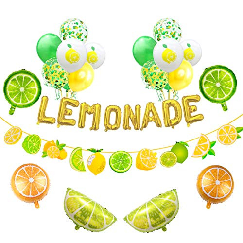 Lemonade Party Decoration Lemonade Foil Latex Balloons Banner,Lemonade Garland Decoration for Summer Lemonade Party