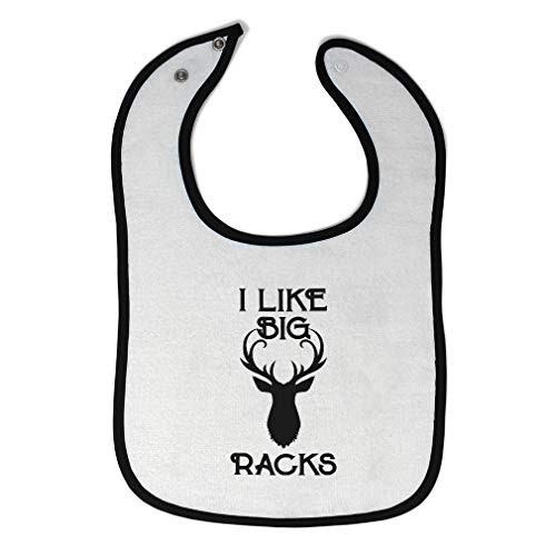 Toddler  and  Baby Bibs Burp Cloths I Like Big Racks Deer A Silhouette Head and Horns Cotton Items for Girl Boy White Black Design Only