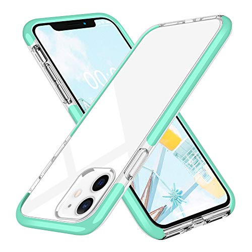 FGA Compatible with iPhone 12 Mini Crystal Clear Case, Transparent Slim Thin Anti-Scratch Soft TPU Skin Cover, Bumper Shockproof Protective Case Compatible with iPhone 12 Mini 5.4 inch (2020) (Green)