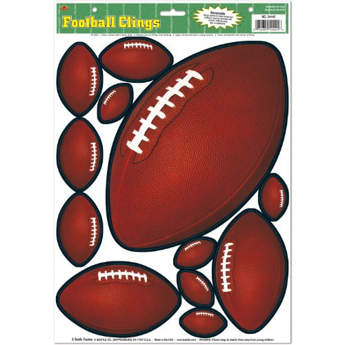 Beistle 54445 12-Clings Per Sheet Football Clings for Parties, 12 by 17-Inch
