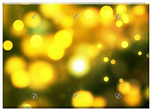 Triple Blank Wall Plate Cover - Lights Yellow Circles Bokeh Glow Abstract