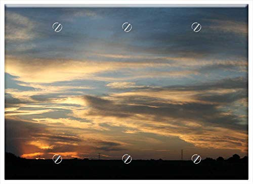 Triple Blank Wall Plate Cover - Sunset Clouds White Streaked Glow Orange Blue Sky