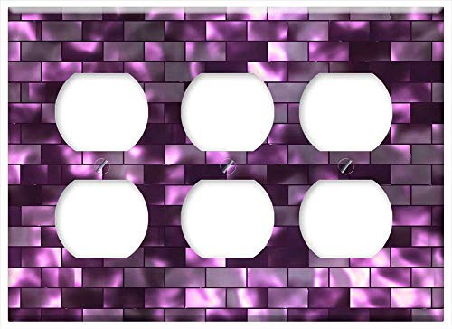 Triple Duplex Outlet Wall Plate Cover - Background Wall Light Glow Abstract Art Creative 3