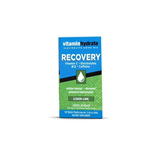 VitaminHydrate Vitamin Hydrate Electrolyte Drink Mix, Recovery, Lemon Lime, Zero Sugar, Lemon Lime, 10 Count