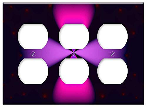 Triple Duplex Outlet Wall Plate Cover - Background Glow Neon Illumination Abstract